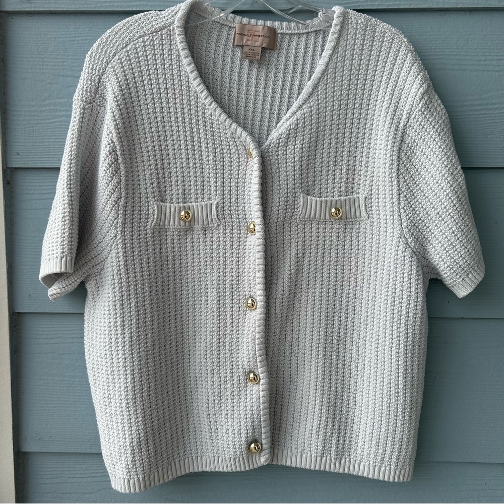 French Connection Baby Blue Button-Up Cardigan